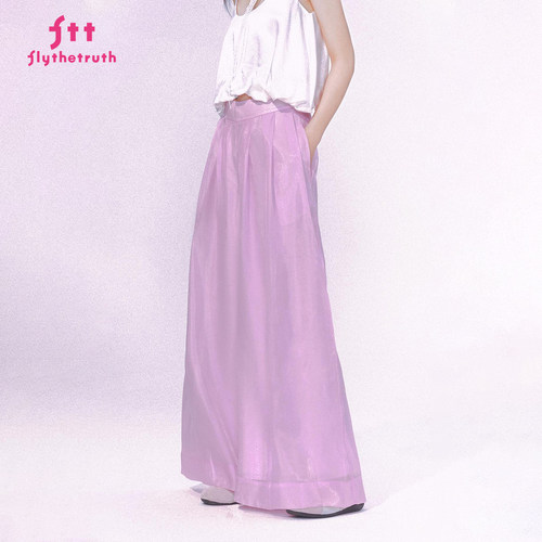 法式高腰双层阔腿裤女宽松休闲裤