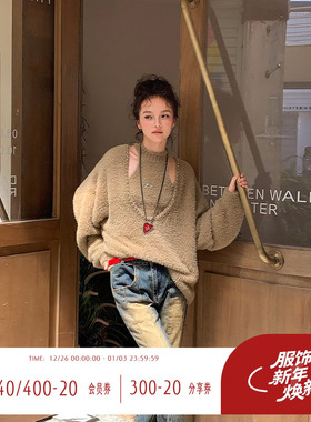 FTT FlyTheTruth『滚烫野心家』 珍珠软毛衣女秋冬慵懒宽松针织衫