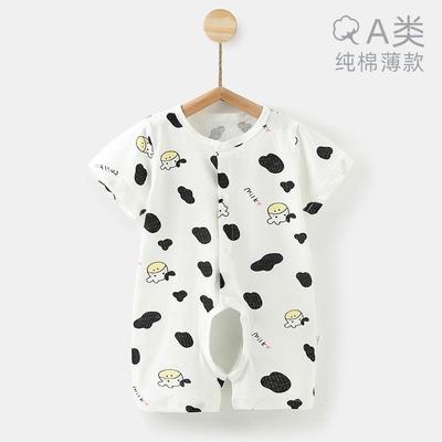 婴儿连体衣服夏季新生幼儿宝宝睡衣薄款夏装纯棉夏天短袖开裆哈衣