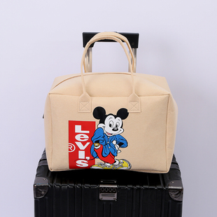 卡通毛毡旅行包时尚 旅行手提包大容量收纳包旅游包男女杂物收纳包