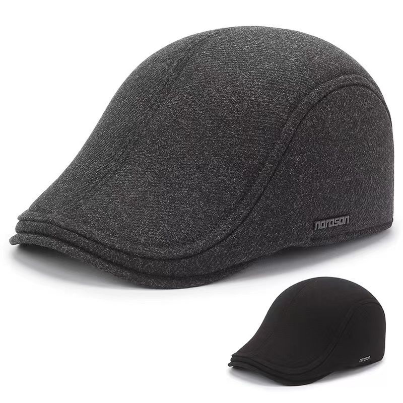 男士秋季帽子冬季男士帽子中老年前进帽加绒鸭舌帽加厚带护耳户外