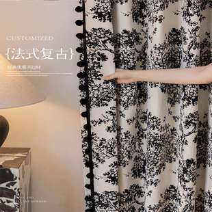 全遮光法式轻奢复古加厚雪尼尔提花窗帘客厅卧室高级感成品包邮