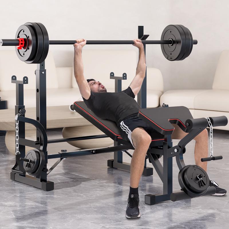 豫龙杠铃卧推架健身深蹲一体器械家用折叠专业保护架多功能举重床