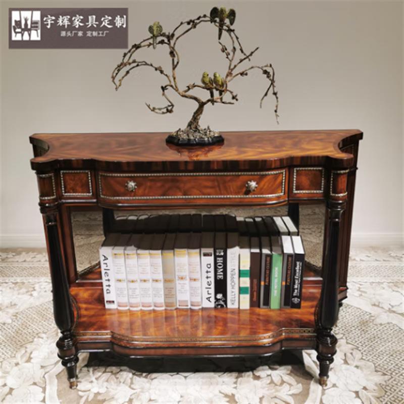 亚历山大家具英式高端新古典木皮哦豁门厅柜英式实木铜件玄关柜子