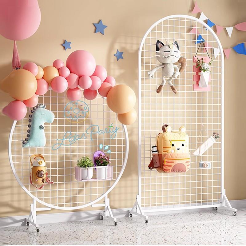 落地铁艺网架立式饰品展示架幼儿园作品工具挂网格片展会置物货架