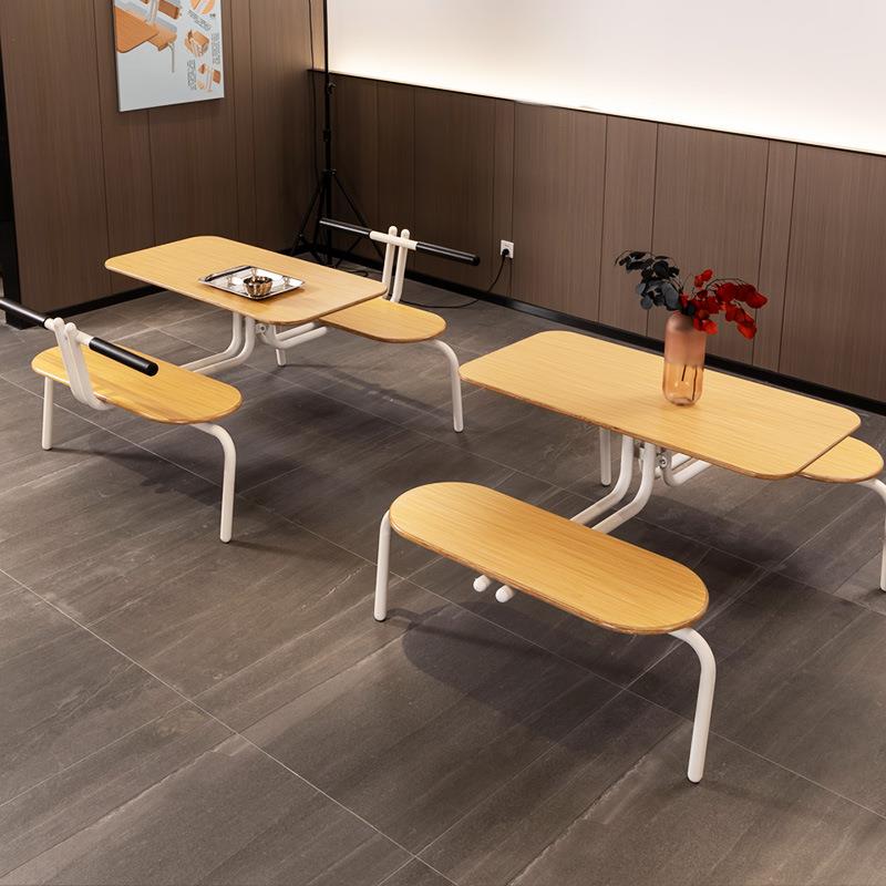三朗源起简约连体餐桌椅组合学校饭堂员工食堂四人位商用餐厅桌椅