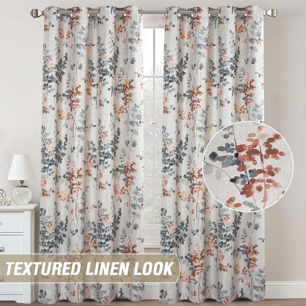 美式热卖印花高遮光打孔窗帘成品香格里拉卧室加厚静音窗帘