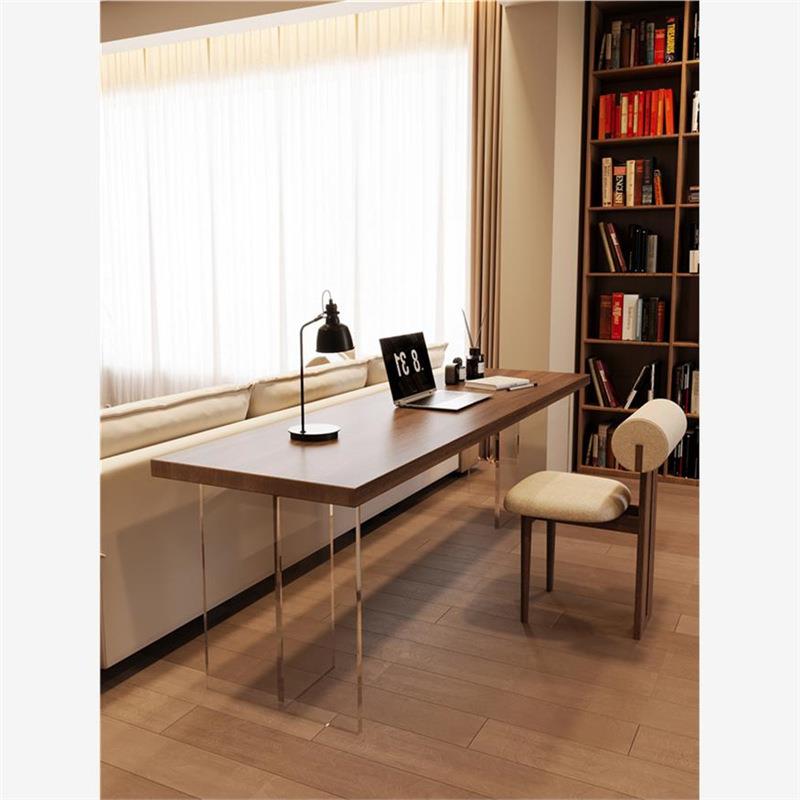 家用全实木电脑桌横厅沙发后长条书桌靠墙办公桌南美胡桃木大板桌