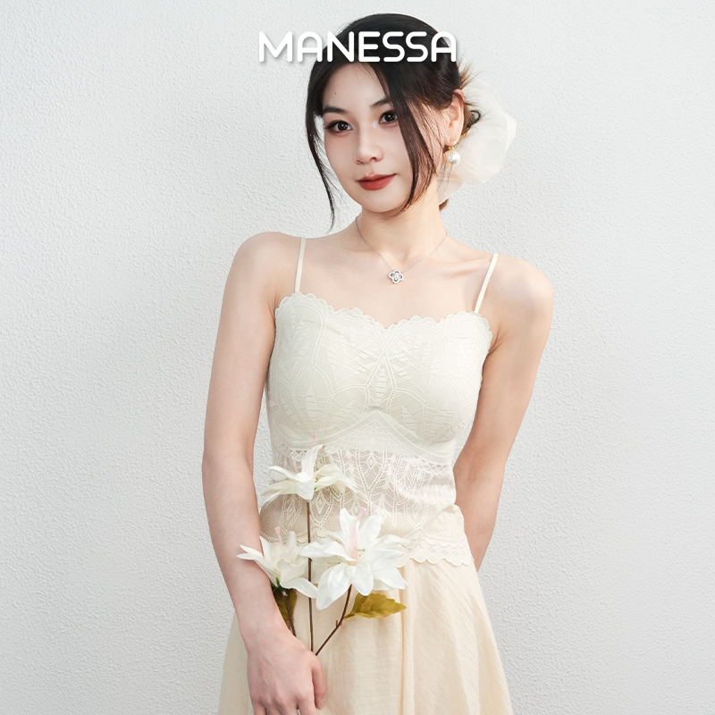 曼娜莎瑰梦花期蕾丝性感百搭舒适夏季凉感吊带背心显瘦无痕美背