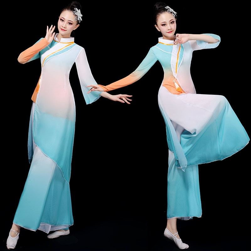 古典舞演出服女飘逸落花中国风广场舞蹈服装现代醉春风秧歌服套装