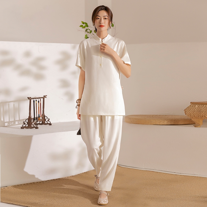 棉麻居士服女款禅修服套
