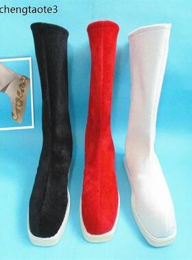 古装靴子cos男女黑白红色古装鞋子古代戏曲武侠演出古典表演靴子