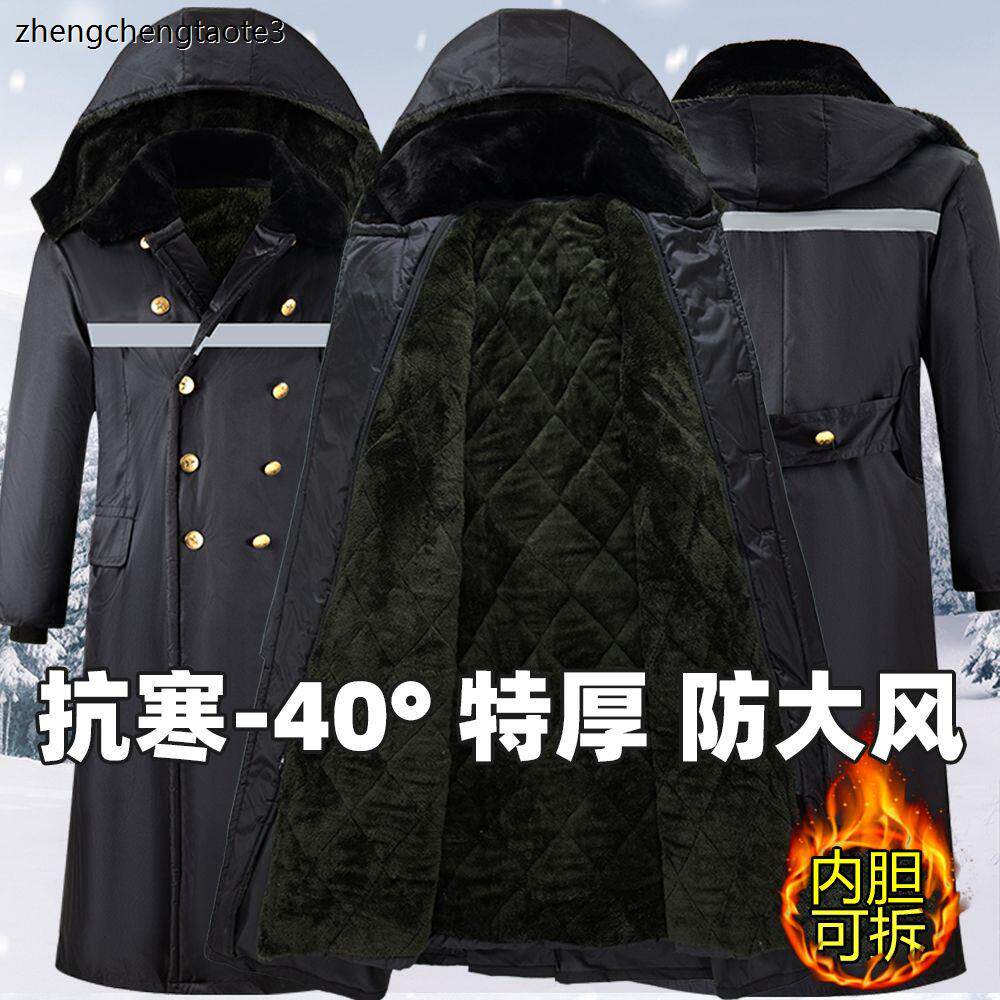 冬季加绒加厚超长棉大衣