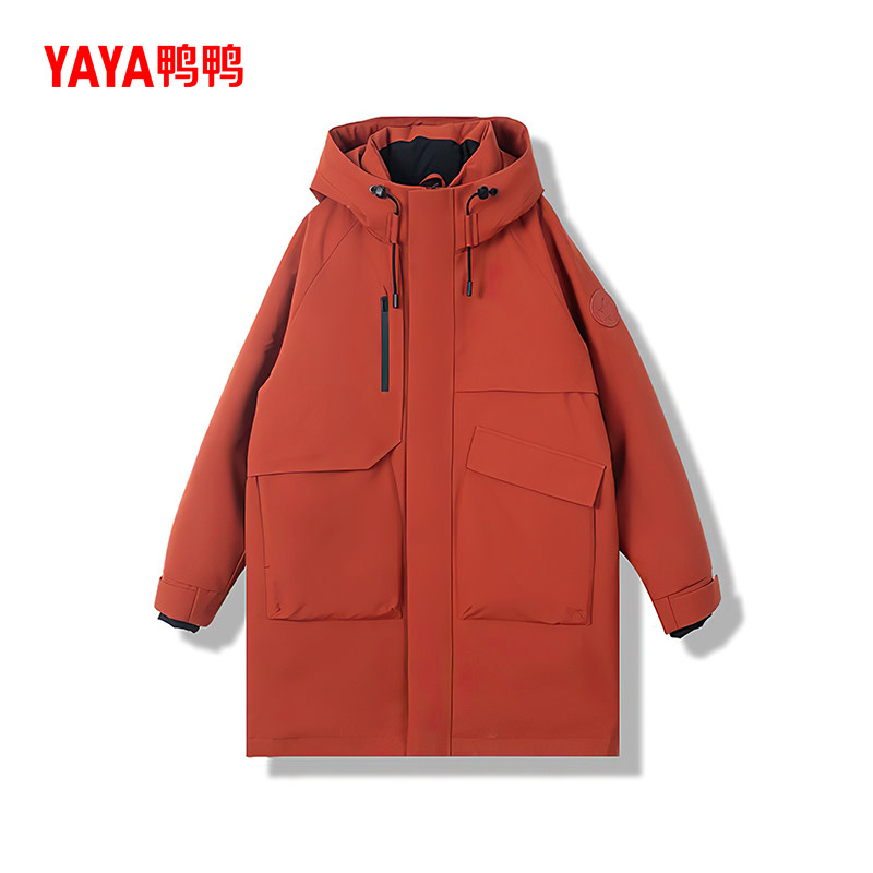 鸭鸭官方正品中长款户外羽绒服男女同款2026工装派克加厚保暖外套