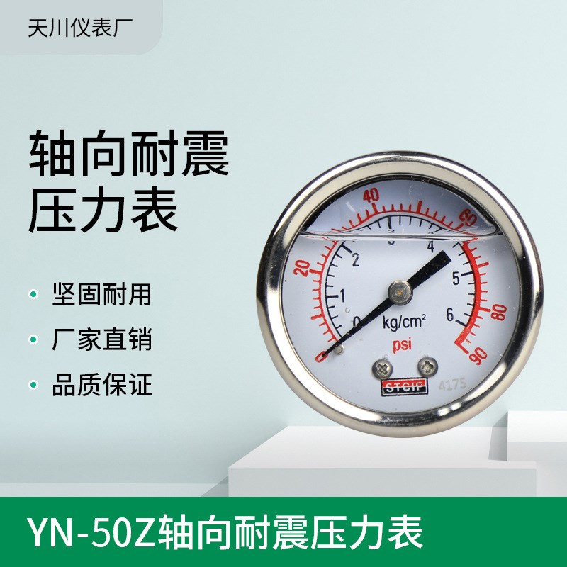 YN50Z轴向耐震压力表充油抗防震表油水液压表M14*1.5 10*1 ZG1/4