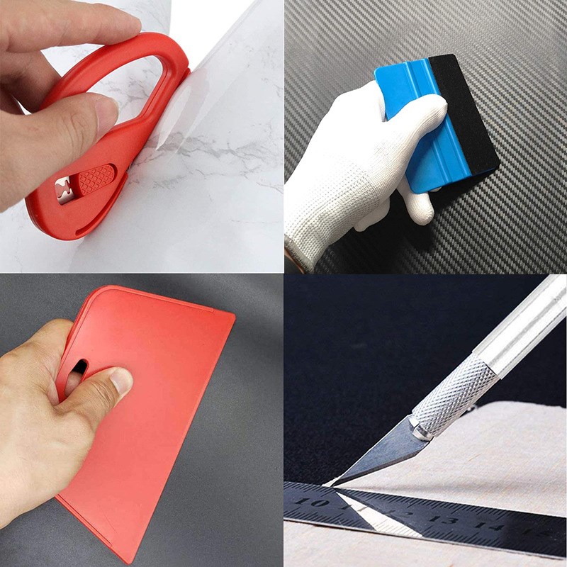 12件套汽车贴膜壁纸工具壁纸平滑工具带接缝滚轴,硬刮刀,卷尺海绵