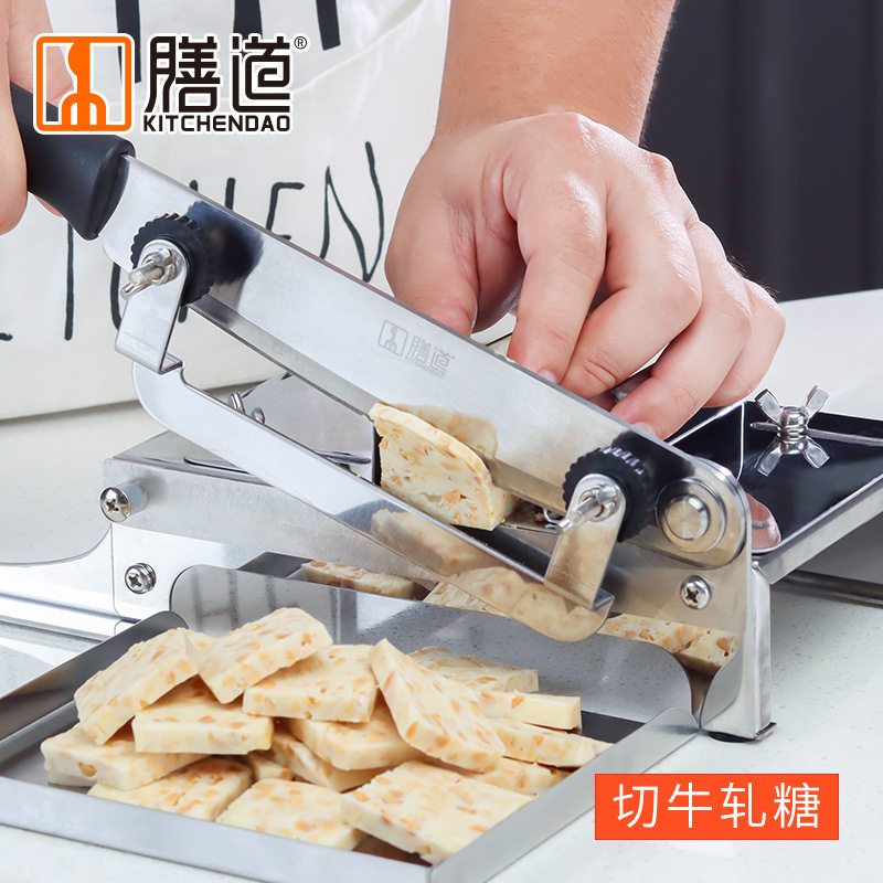 膳道阿胶糕切片机手动家用小型牛轧糖切块机切糖刀固元膏切刀直供