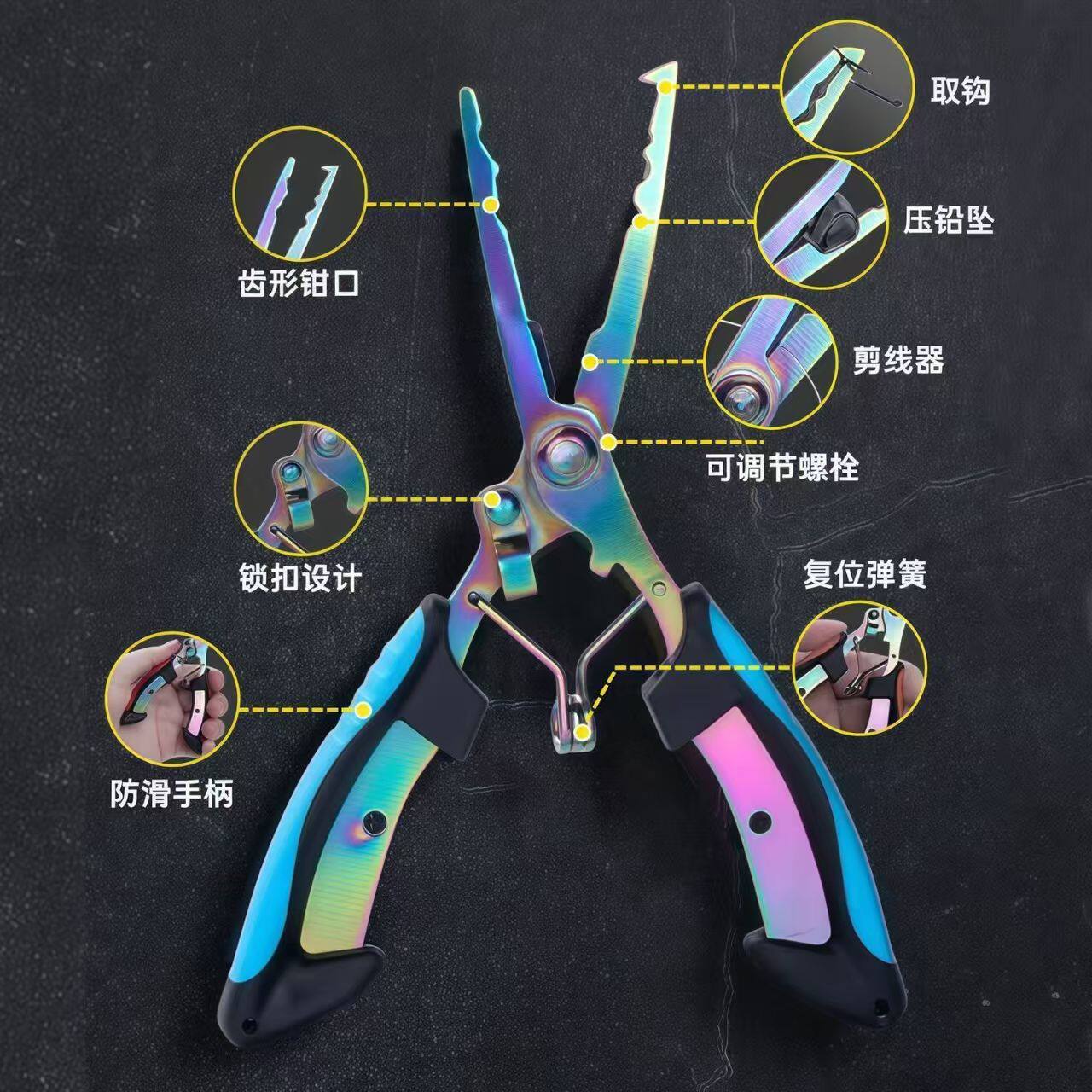 钓鱼用品装备多功能路亚钳控鱼器全套开环绑线摘钩钓鱼钳子二合一