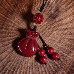 朱砂招财钱袋手机链挂件紫金砂U盘挂件零钱包包挂饰汽车钥匙扣