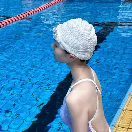 泳帽女款长发高颜值不勒发加大硅胶加大头围泡泡潜水帽护耳水滴帽