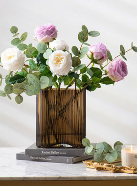 仿真手感保湿欧月奥斯汀月季玫瑰假花束客厅摆设餐桌花套装花艺