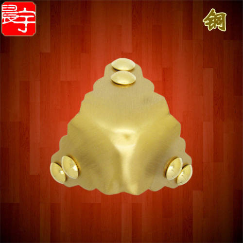 中式仿古黄铜倒圆樟木箱护角圆三面铜包角家具铜配件圆包边码角花