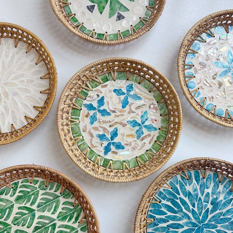 越南藤编筐北欧轻奢风藤编贝壳双耳收纳托盘创意椭圆形水果篮家用,收纳整理,脏衣篮,淘宝优惠券,粉丝福利购,淘宝优惠卷