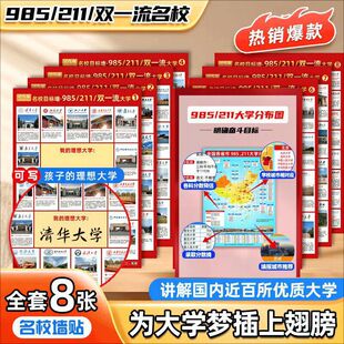 多款名校目标墙百强名校985/211分布图校考目标激励墙贴