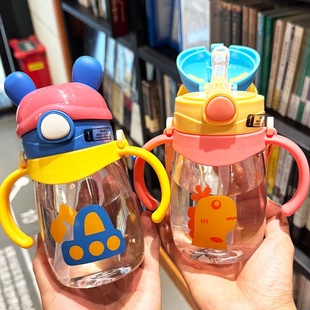 儿童水杯夏季 吸管杯男孩女孩幼儿园3到6岁小号背带斜挎上学