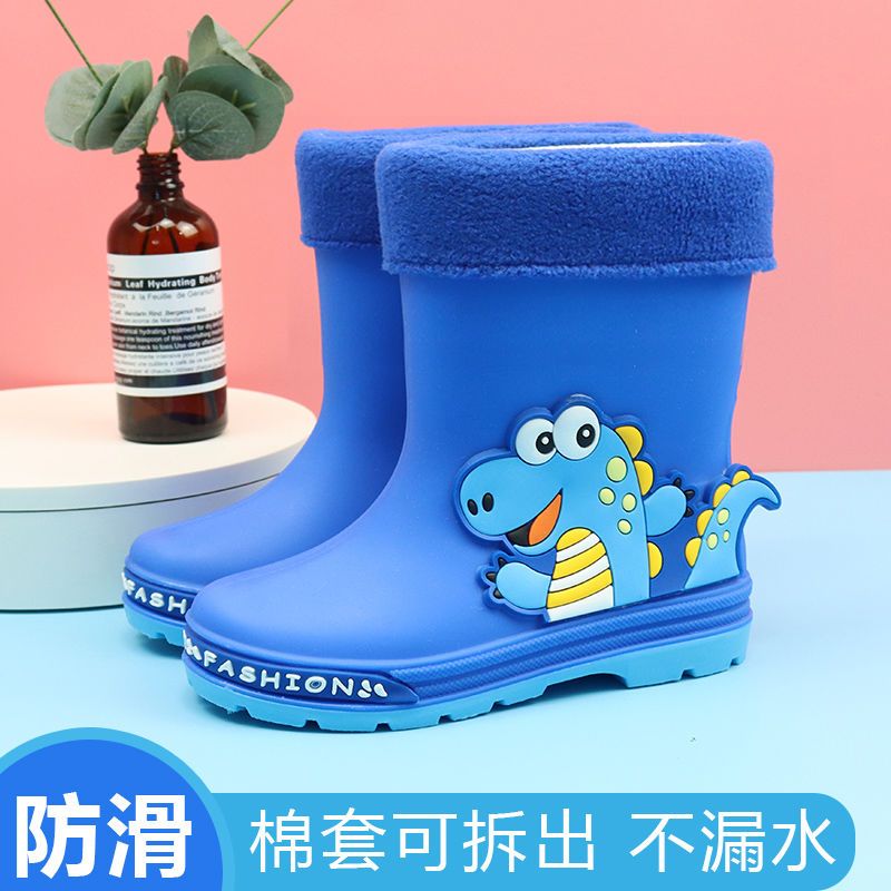 卡通软底儿童雨鞋加绒防