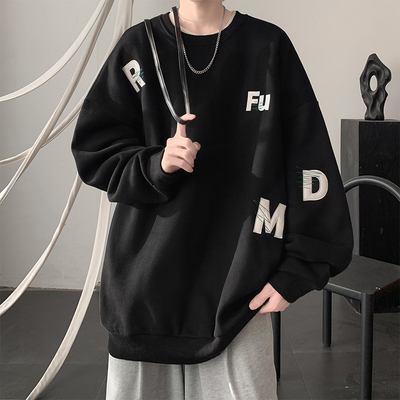 刺绣重磅圆领卫衣男秋冬