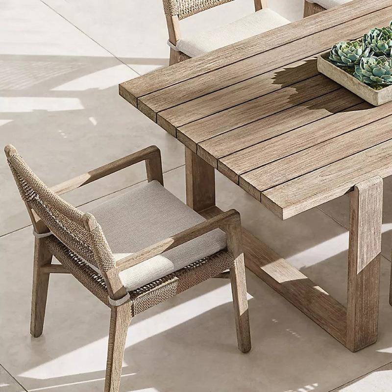 户外桌椅防腐柚木别墅庭院家具室外露天酒店花园实木休闲桌椅组合