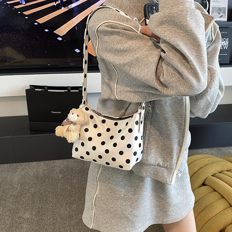 小众设计波点帆布包女式