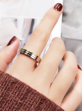 韩版热销钛钢三色戒指女百搭指环时尚情侣对戒不掉色轻奢小众