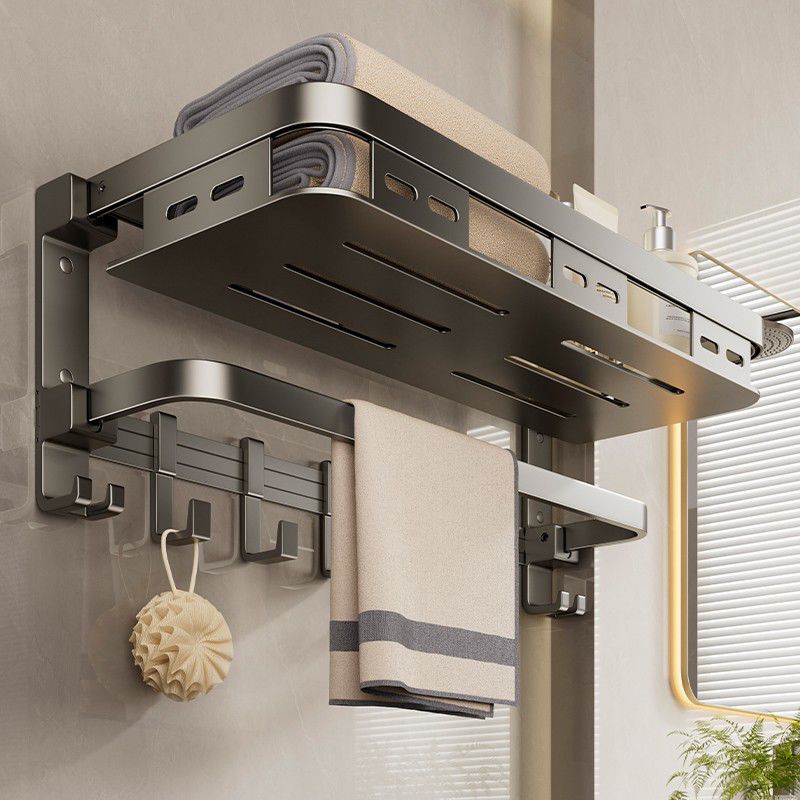 2025浴室折叠毛巾架便捷卫生间收纳神器免打孔厕所储物置物架