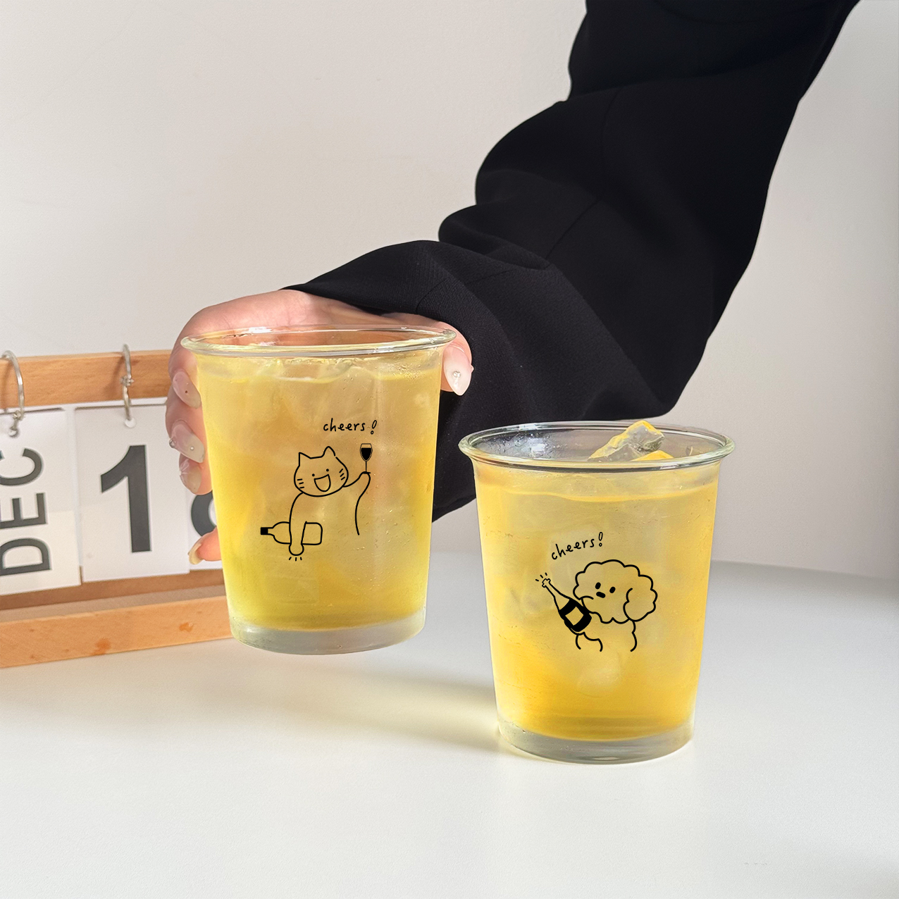 高颜值玻璃水杯简约果汁牛奶杯