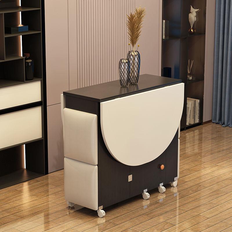 家用折叠餐桌可移动伸缩长方形简易小户型多功能桌椅组合吃饭桌子