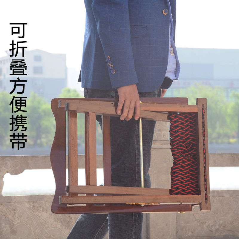 马扎实木山东靠背椅子红檀休闲户外老人马札凳原折叠便携木头