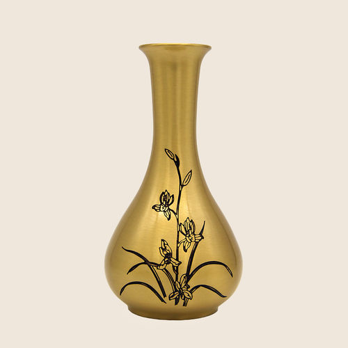 纯铜花瓶摆件客厅插花新中式干花装饰品轻奢大高级感复古怀旧风