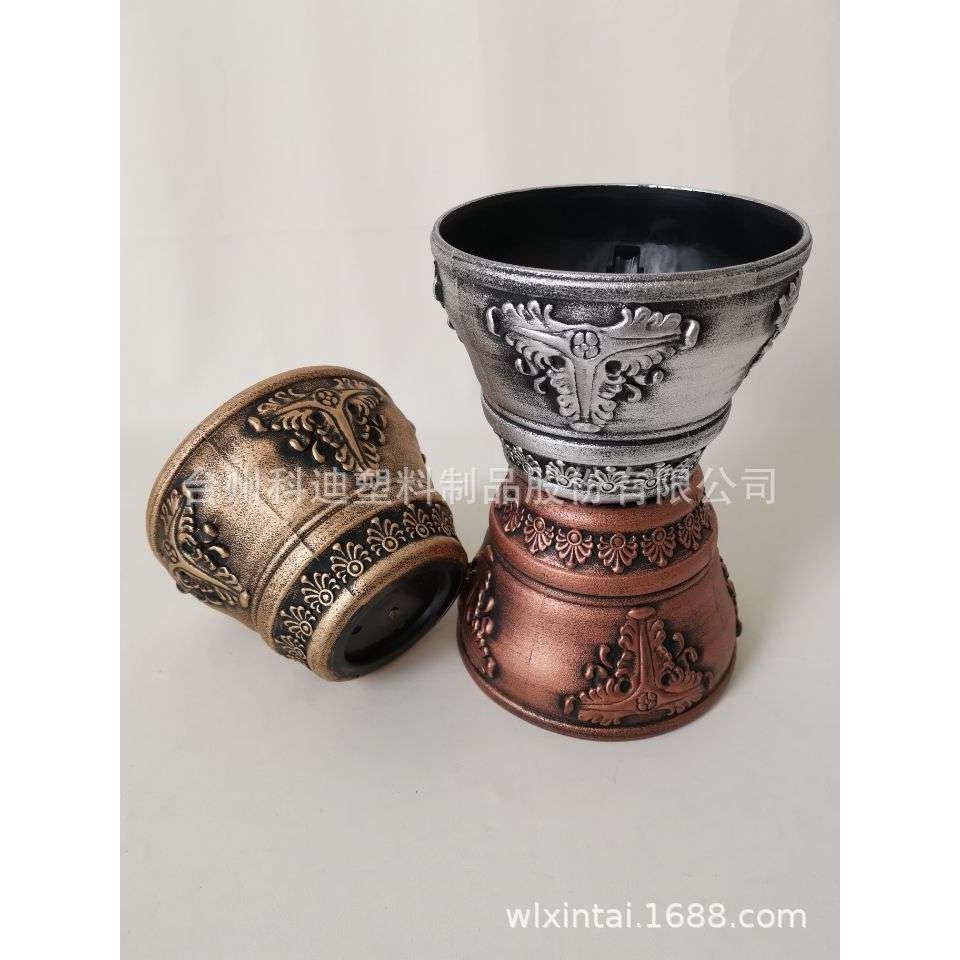 工厂直销KD9911S刷漆浮雕仿古创意居家摆设种植塑料花盆容器