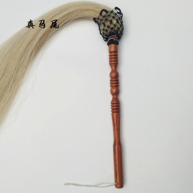 马尾浮尘桃木厂家直销拂尘太极枣木甩子拂尘佛尘扶尘真马尾