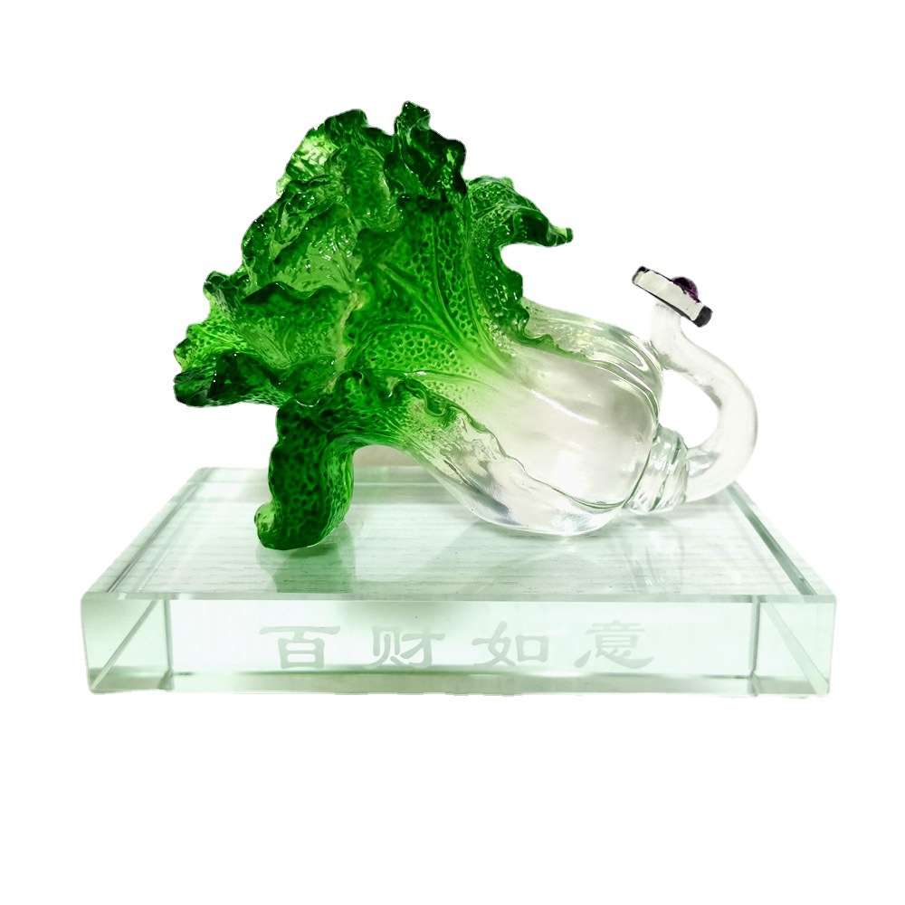 水晶汽车摆件 仿琉璃白菜百财如意摆件 平安福禄寿葫芦家居用品
