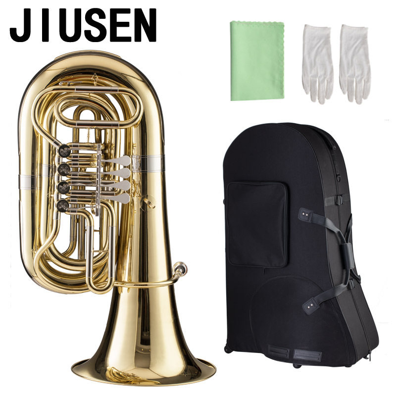 JIUSEN 乐器低音号电泳金四扁键按键低音号 大号 抱号演奏乐
