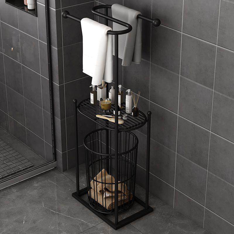 北欧轻奢卫生间置物架落地浴巾毛巾架免打孔浴室浴缸边脏衣篮架