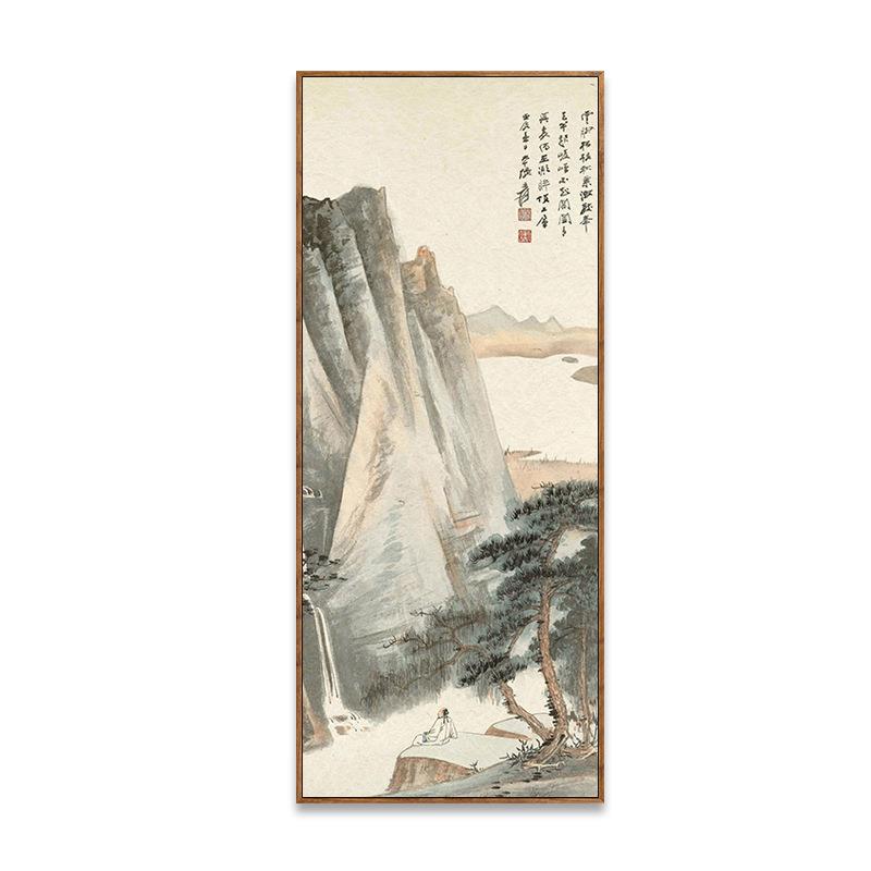 张大千国画挂画山水画新中式水墨画装饰画客厅玄关书法禅意壁挂画