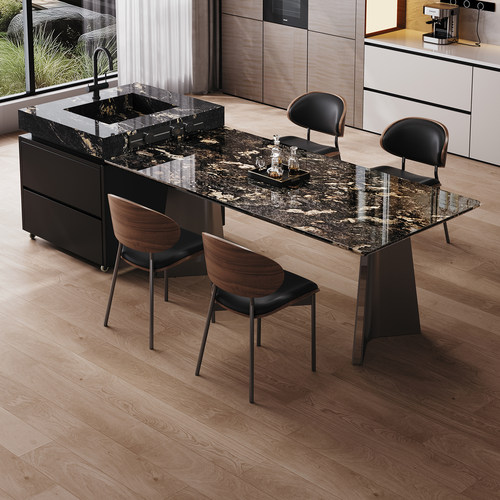 意式轻奢高级感天然奢石岛台餐桌