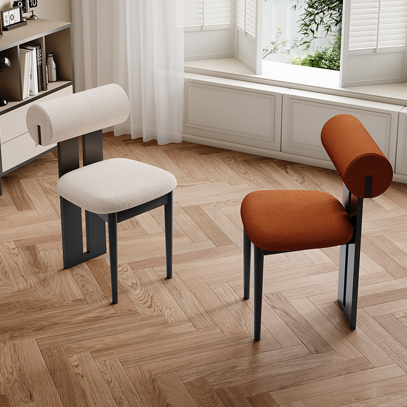 设计师创意餐椅中古风实木羊羔绒复古椅靠背书椅休闲化妆凳河马椅,住宅家具,餐椅,淘宝优惠券,粉丝福利购,淘宝优惠卷