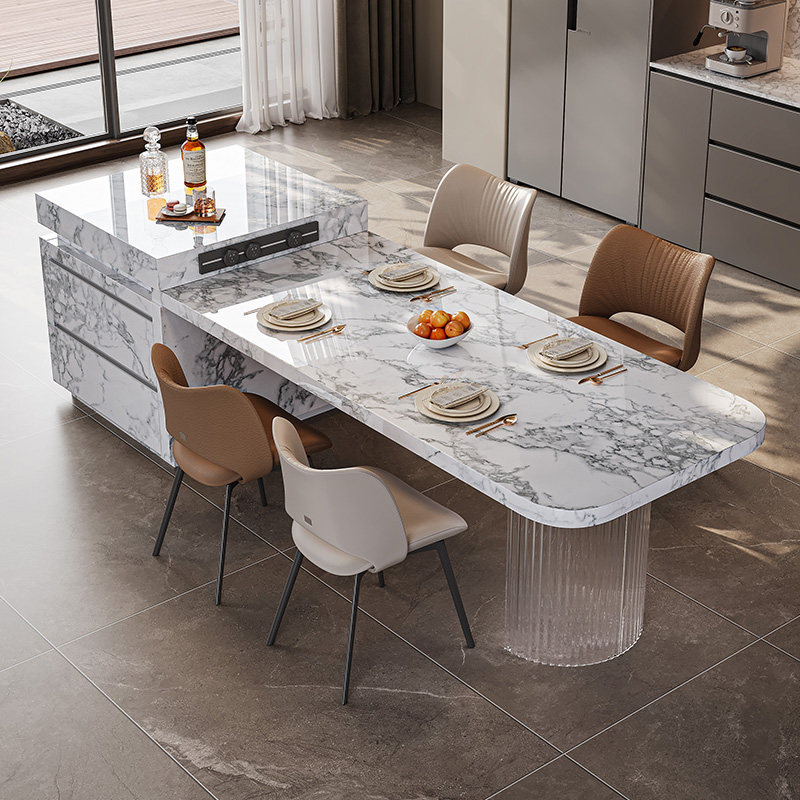 高端全岩板岛台餐桌一体弧形圆桌角亚克力悬浮脚可定制中导台家用,住宅家具,岛台餐桌,淘宝优惠券,粉丝福利购,淘宝优惠卷