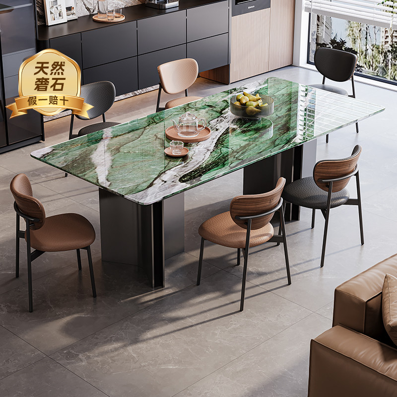 天然奢石餐桌百达翡翠长方形饭桌