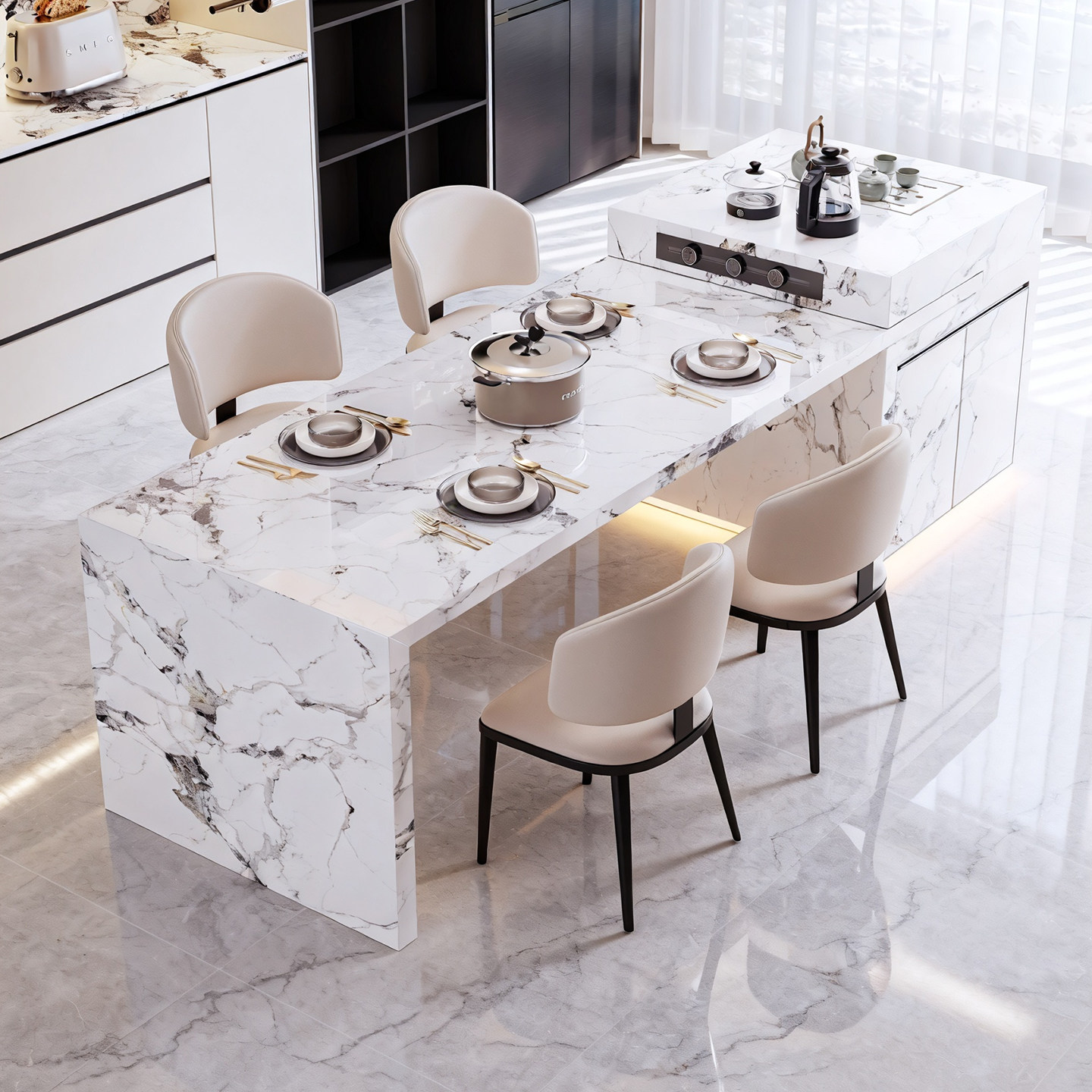 全岩板岛台餐桌茶台一体2026新款定制隔断移动厨房可定制中导台,住宅家具,岛台餐桌,淘宝优惠券,粉丝福利购,淘宝优惠卷